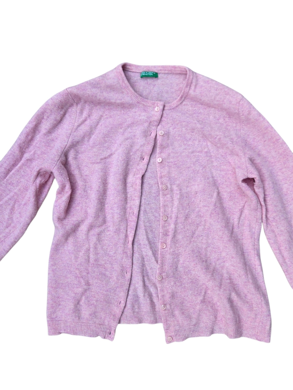United Colors Of Benetton Light Pink Women's L Button Down Cardigan Wool